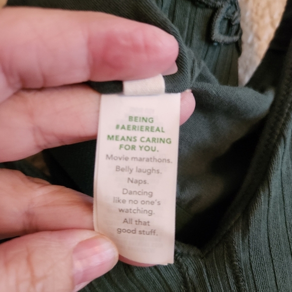 Aerie Green Strappy Women's Crop Top. Shelf Bra Size SP - Picture 7 of 8